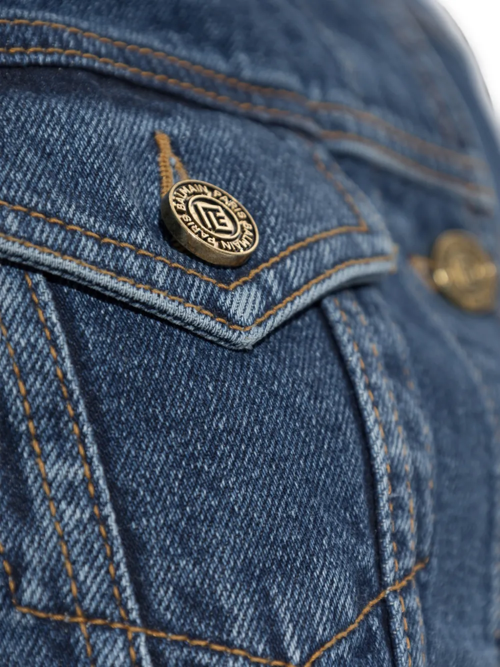 Balmain Denim jack met logoknoop Blauw