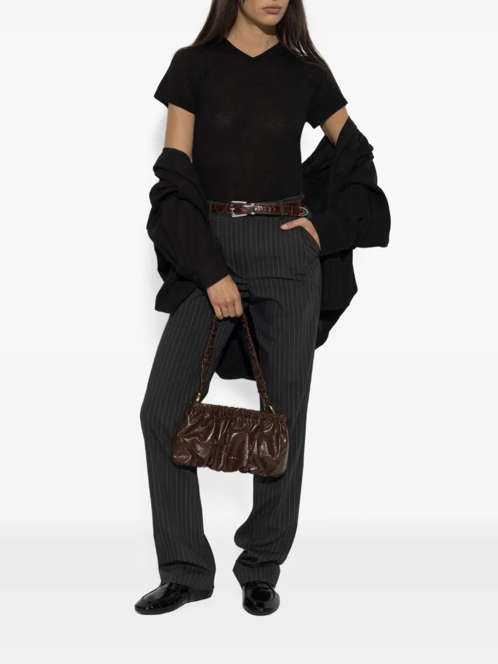 IRO Idille T-shirt met V-hals Zwart