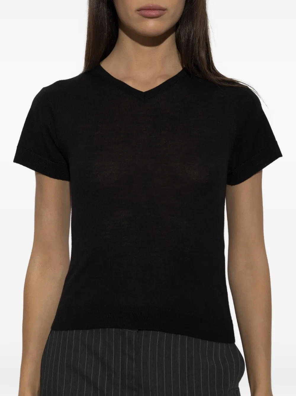 IRO Idille T-shirt met V-hals Zwart