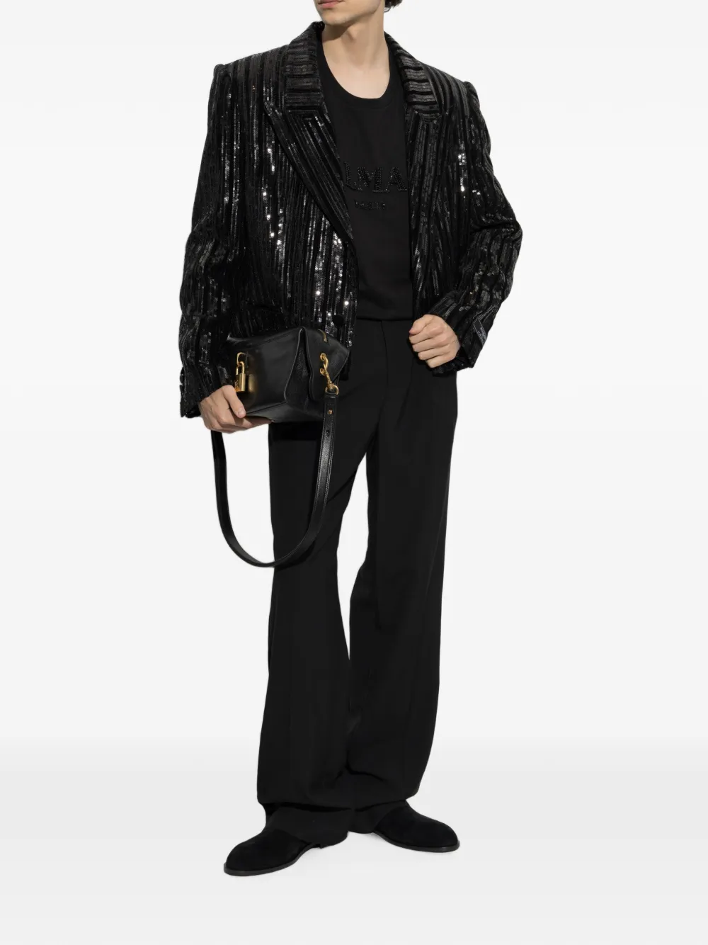 Balmain T-shirt verfraaid met kristallen en logo Zwart