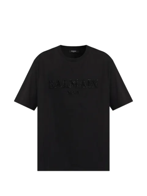 Balmain crystal-embellished logo T-shirt
