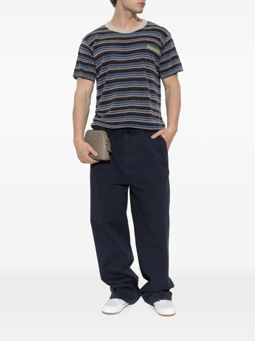 MM6 Maison Margiela Gabardine broek met wijde pijpen en geverfd effect Blauw