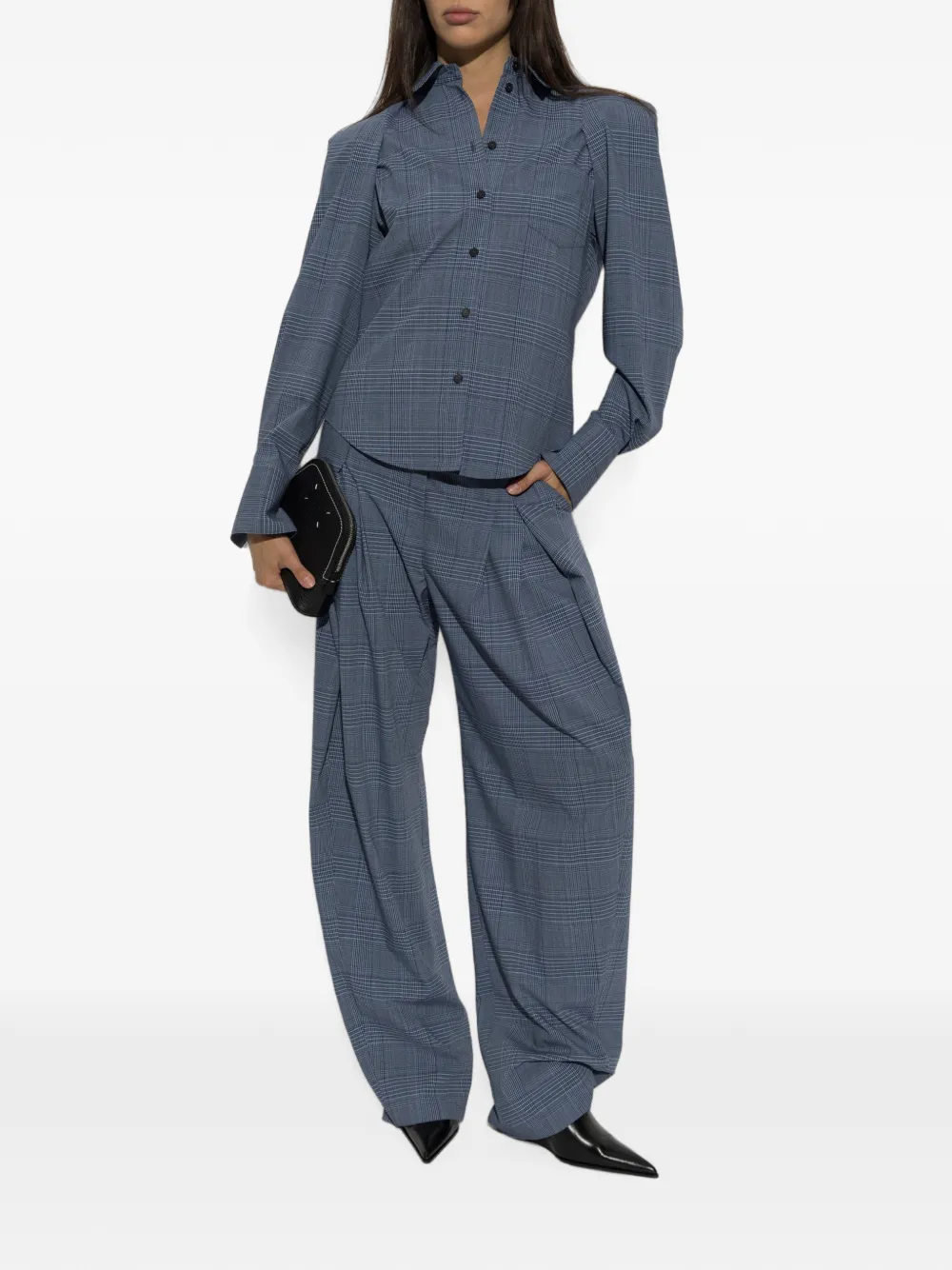 IRO Geruite plooibroek Blauw