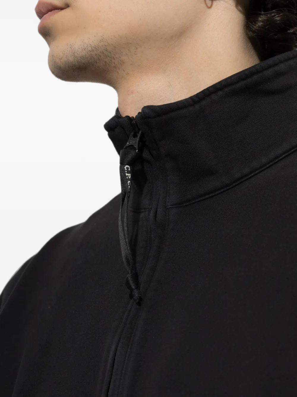 C.P. Company Trui met kwartrits en Lens-detail Zwart
