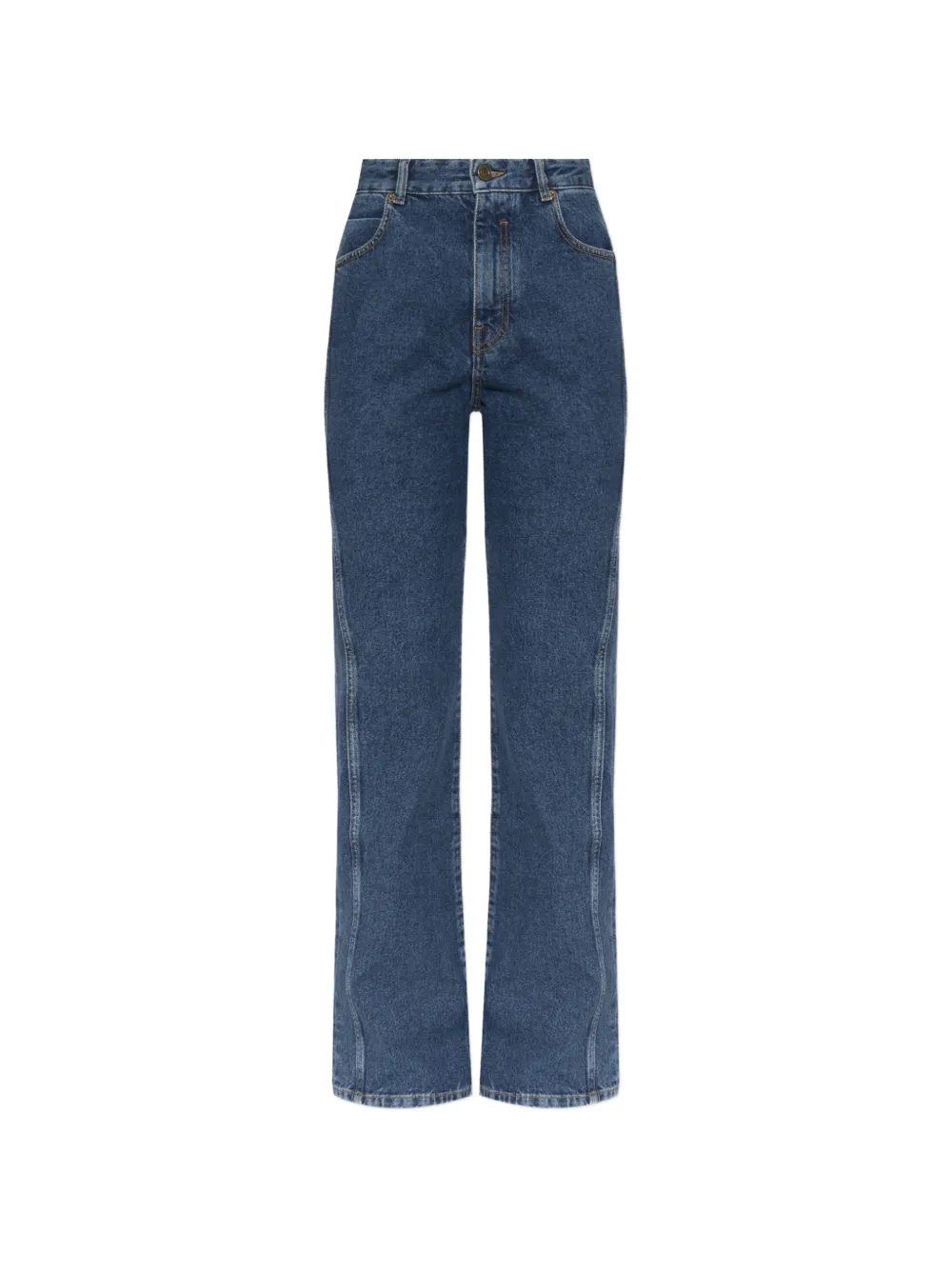 Balmain logo-embroidered straight-leg jeans - Blu