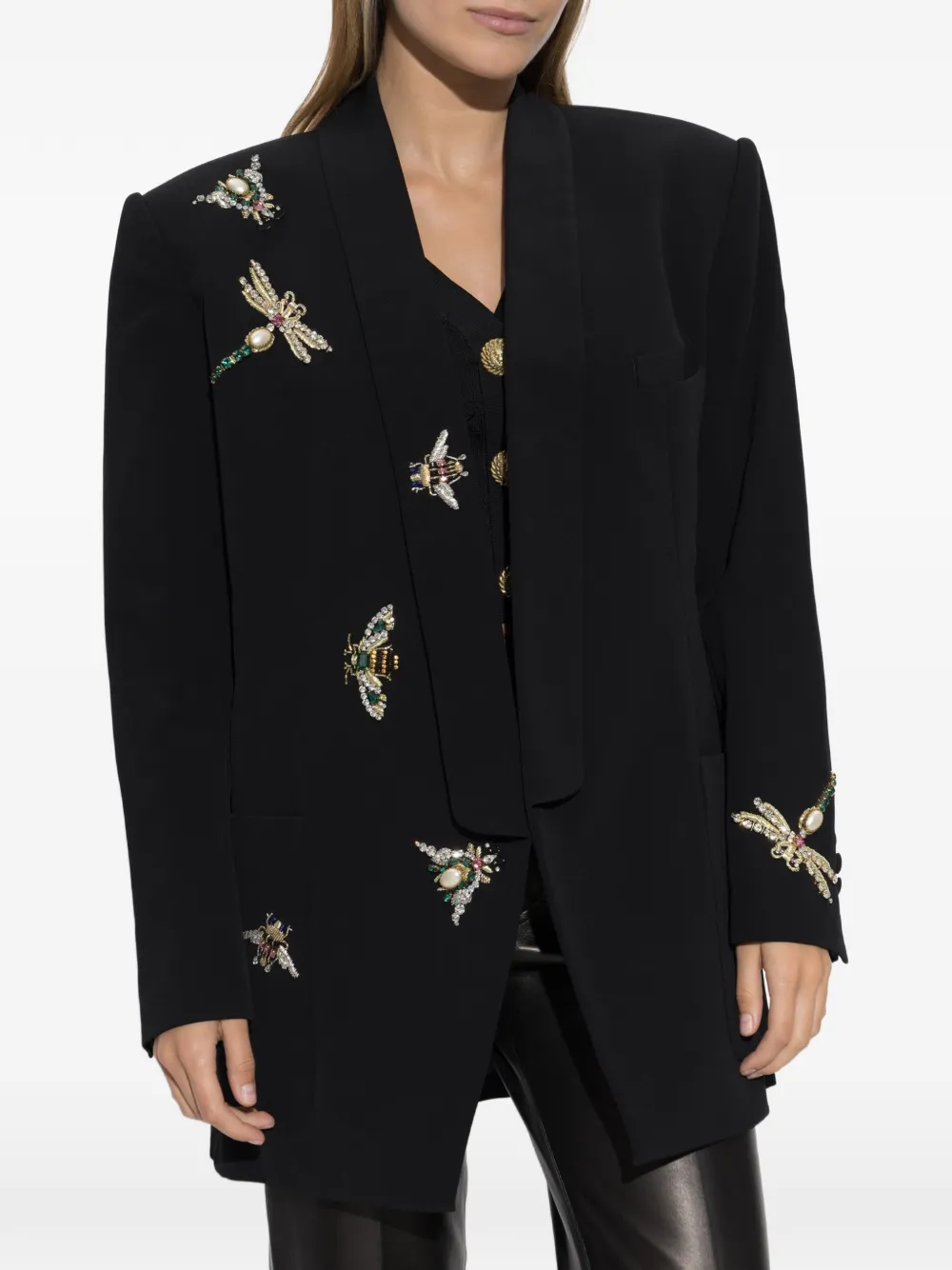 Balmain Blazer verfraaid met kristallen en sjaalrevers Zwart