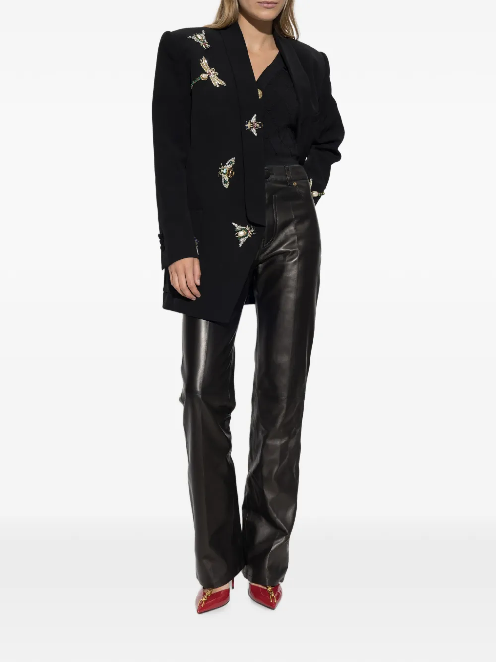 Balmain Blazer verfraaid met kristallen en sjaalrevers Zwart