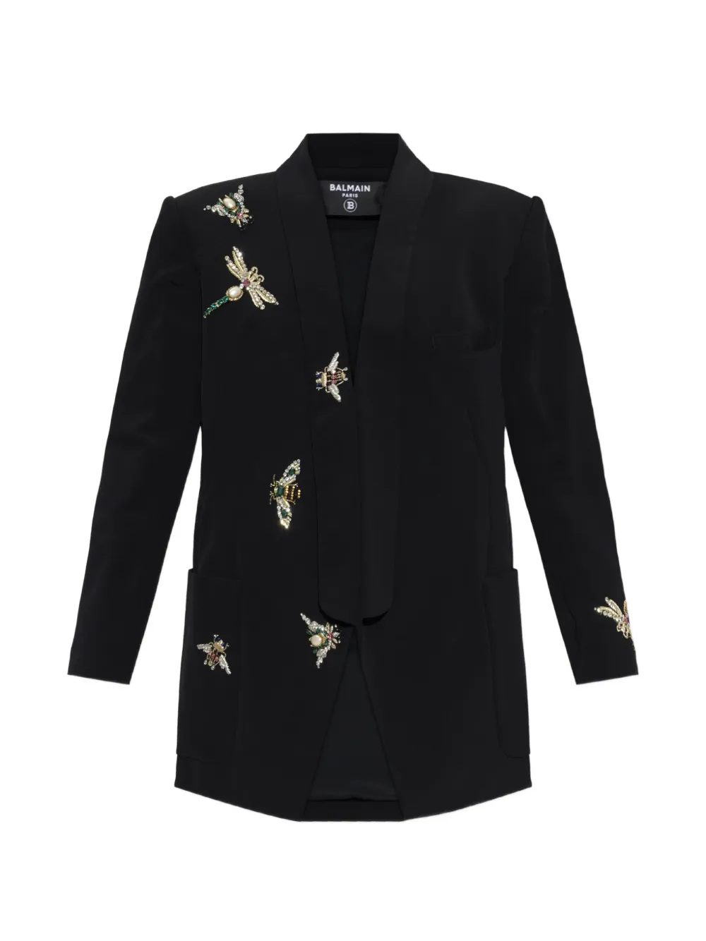 Balmain crystal-embellished shawl-lapel blazer - Nero