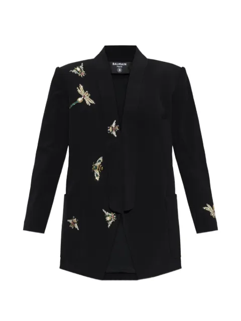 Balmain crystal-embellished shawl-lapel blazer