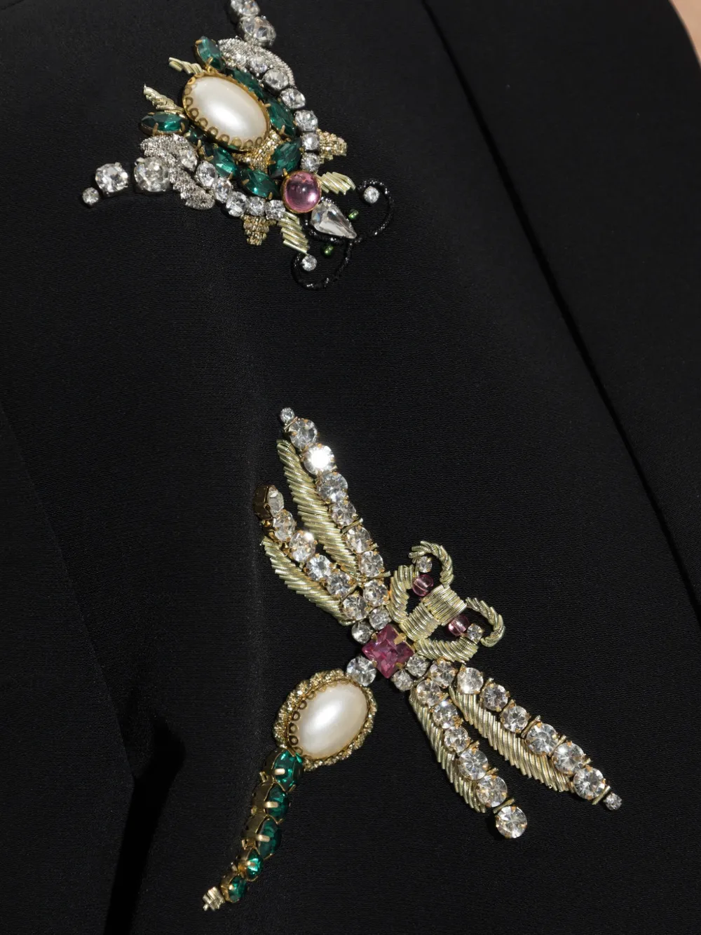 Balmain Blazer verfraaid met kristallen en sjaalrevers Zwart