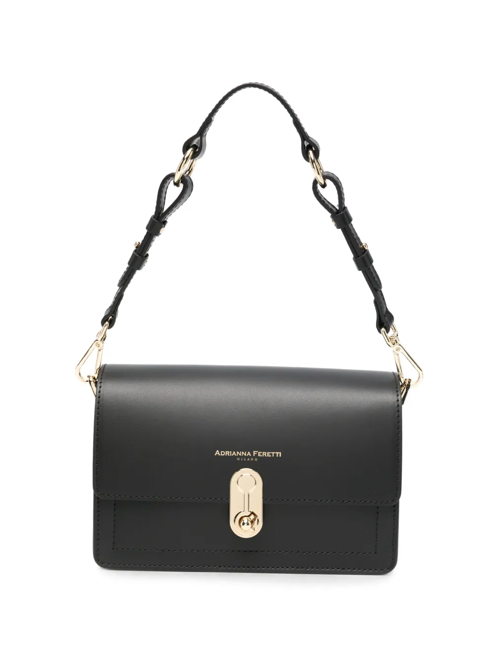 ADRIANNA FERETTI logo-print leather shoulder bag - Schwarz