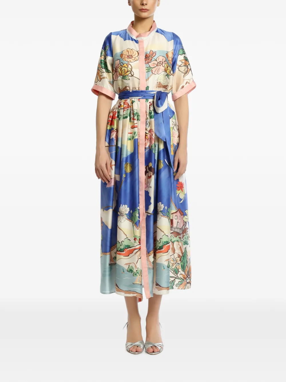 MIAU by Clara Rotescu graphic-print midi dress - Blau