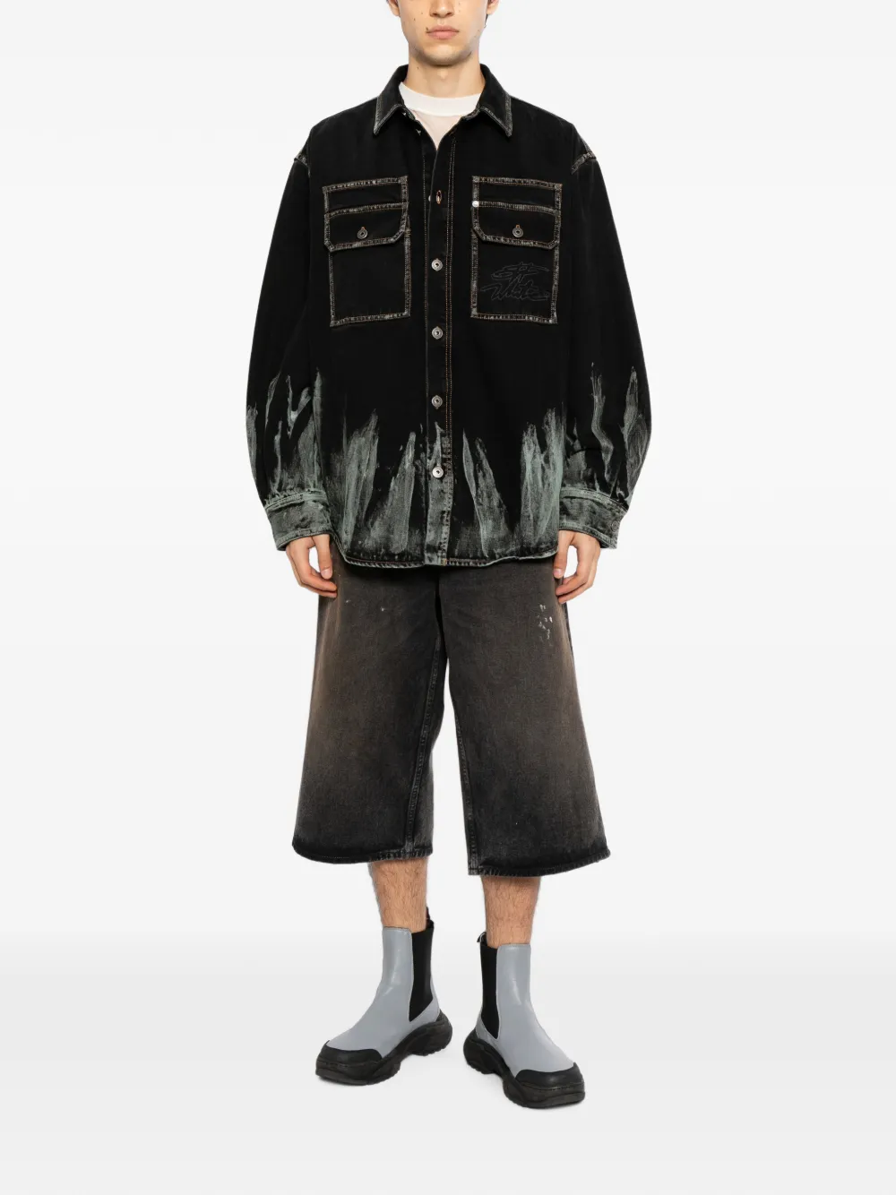 Off-White Button-up denim overhemd Zwart