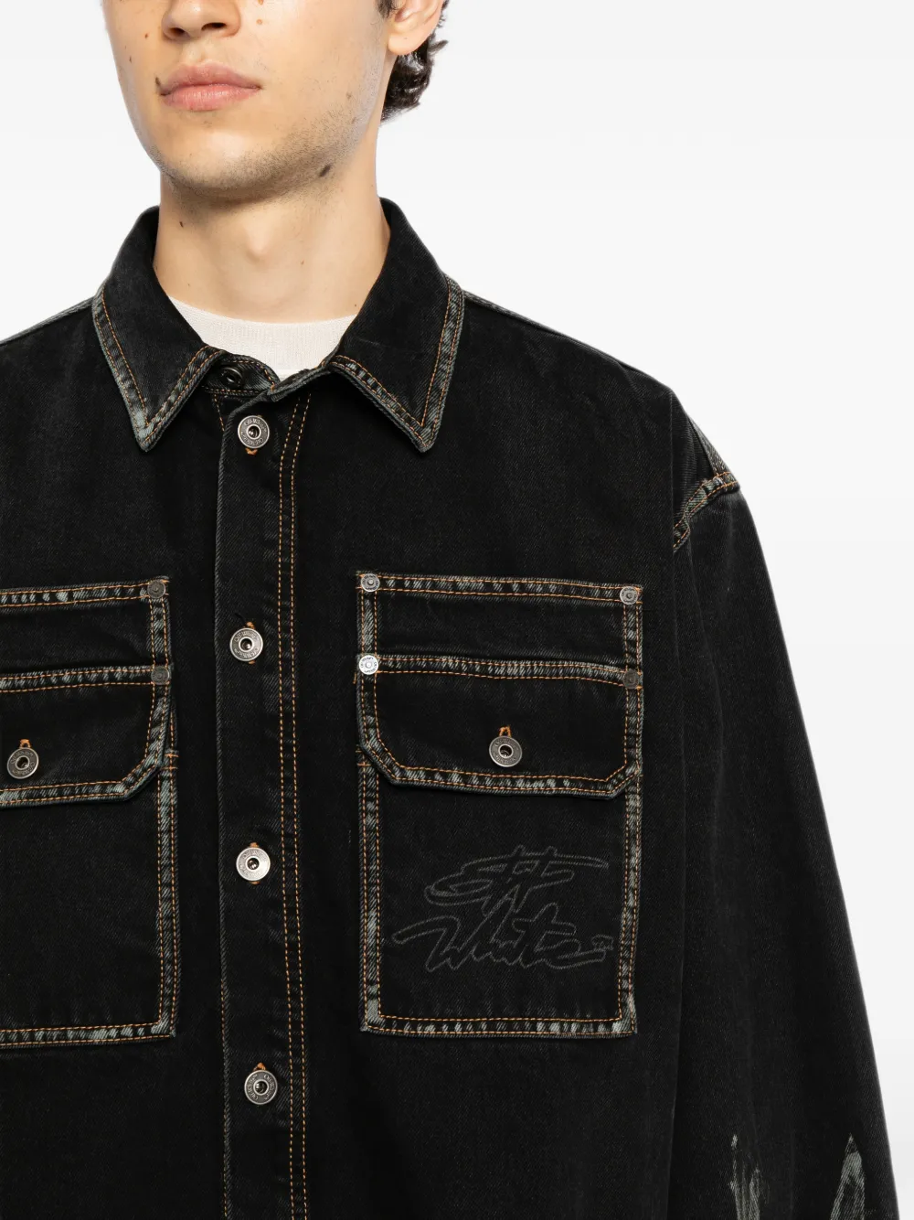 Off-White Button-up denim overhemd Zwart