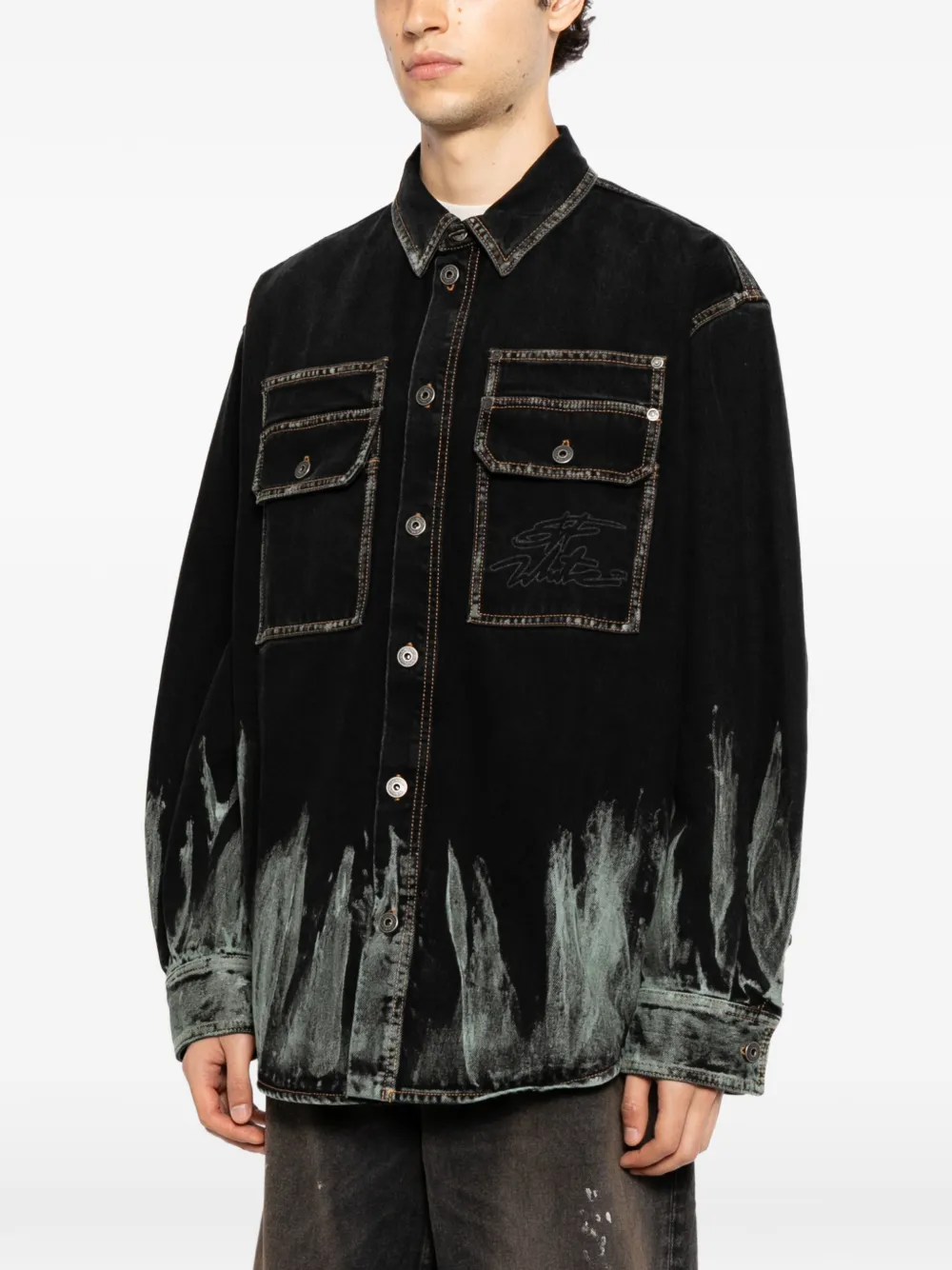 Off-White Button-up denim overhemd Zwart