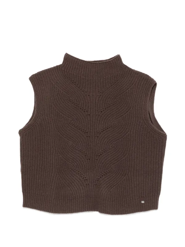 Herno Sleeveless High-neck Sweater in Brown