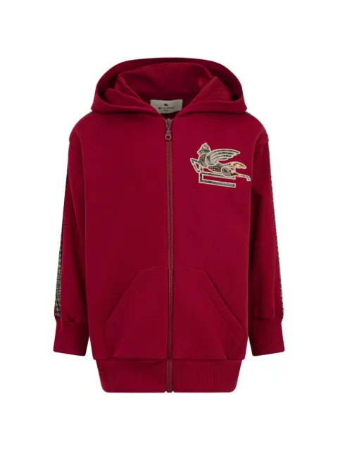 ETRO KIDS zipped hooded sweatshirt with inlaid Pegaso logo