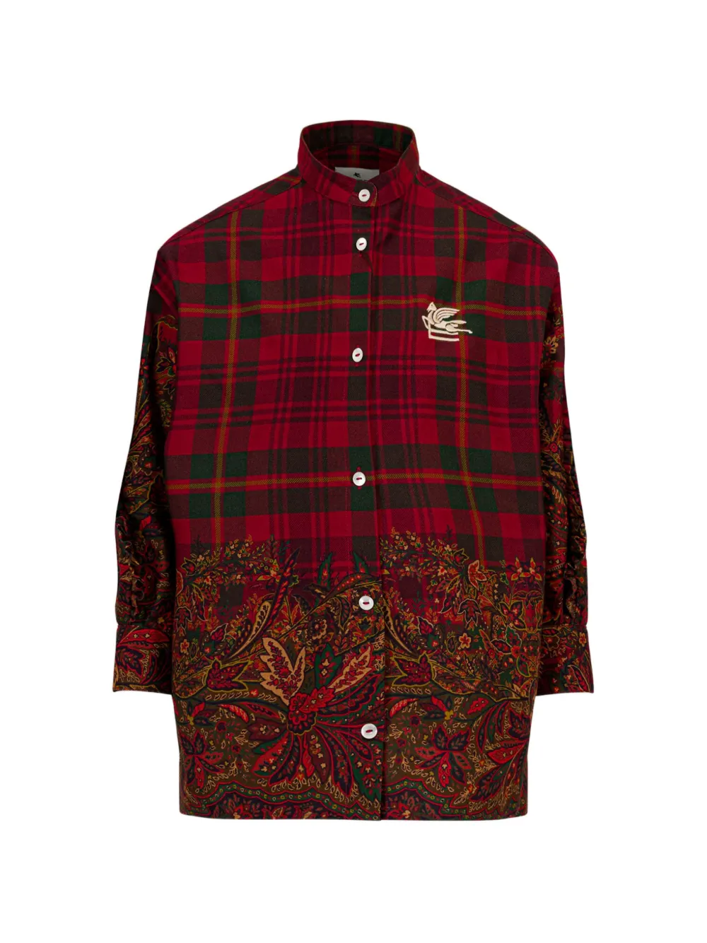 ETRO KIDS shirt in lightweight flannel with placed print - Rot