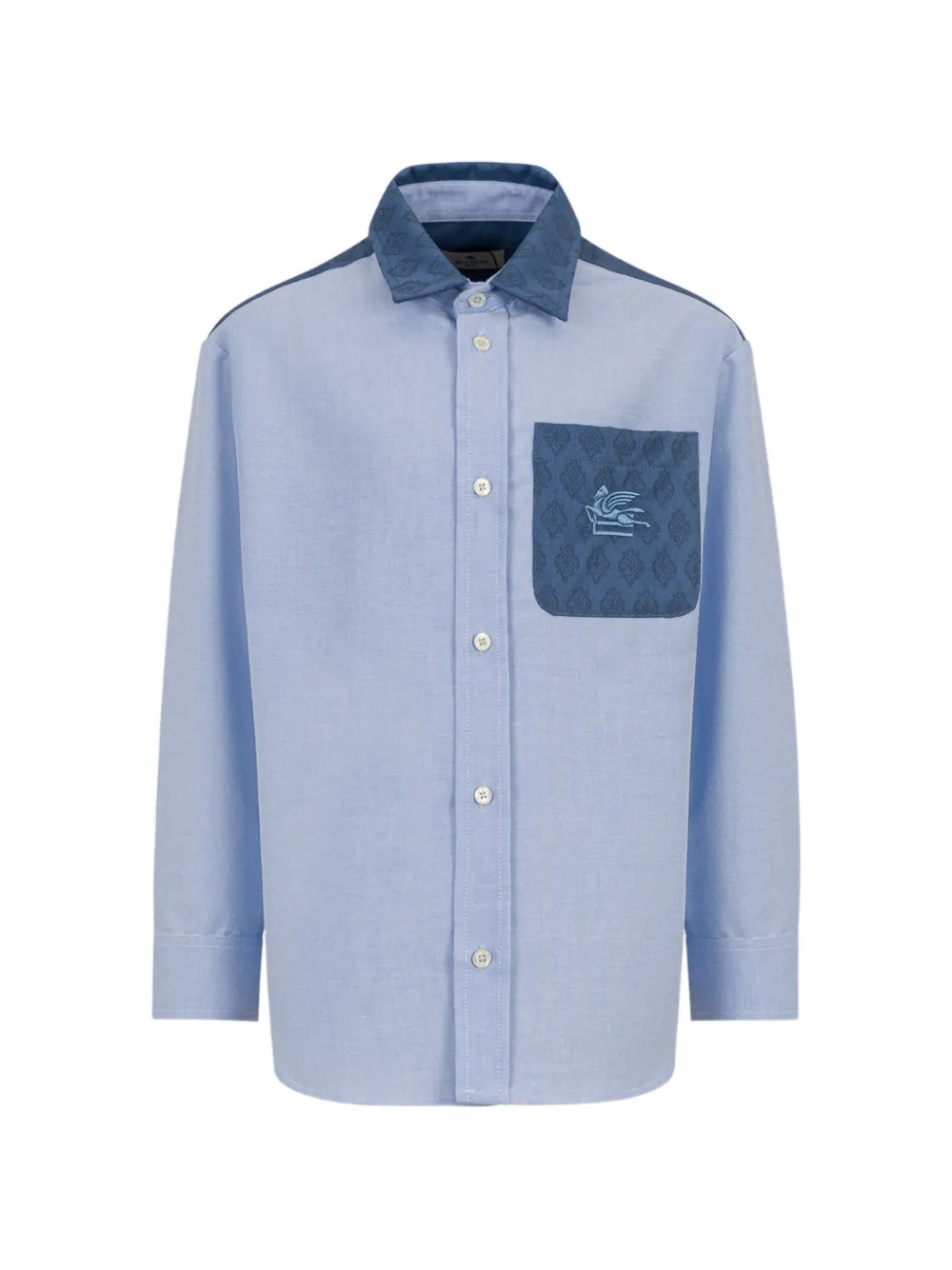 ETRO KIDS cotton Oxford shirt with inlays - Blu
