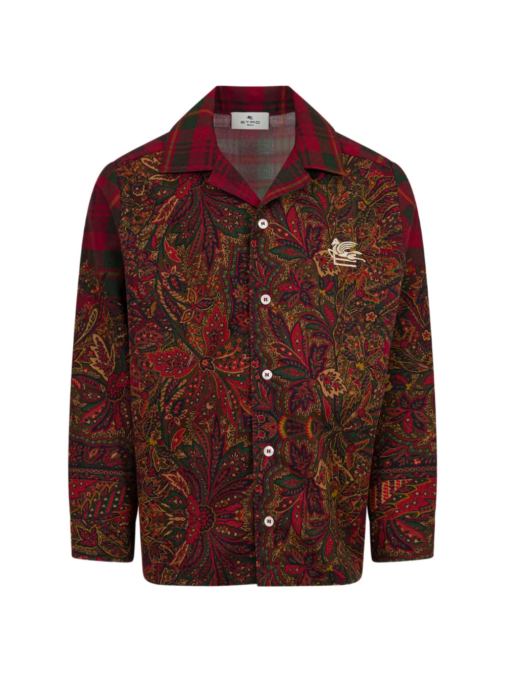ETRO KIDS shirt in lightweight flannel with placed print - Rot