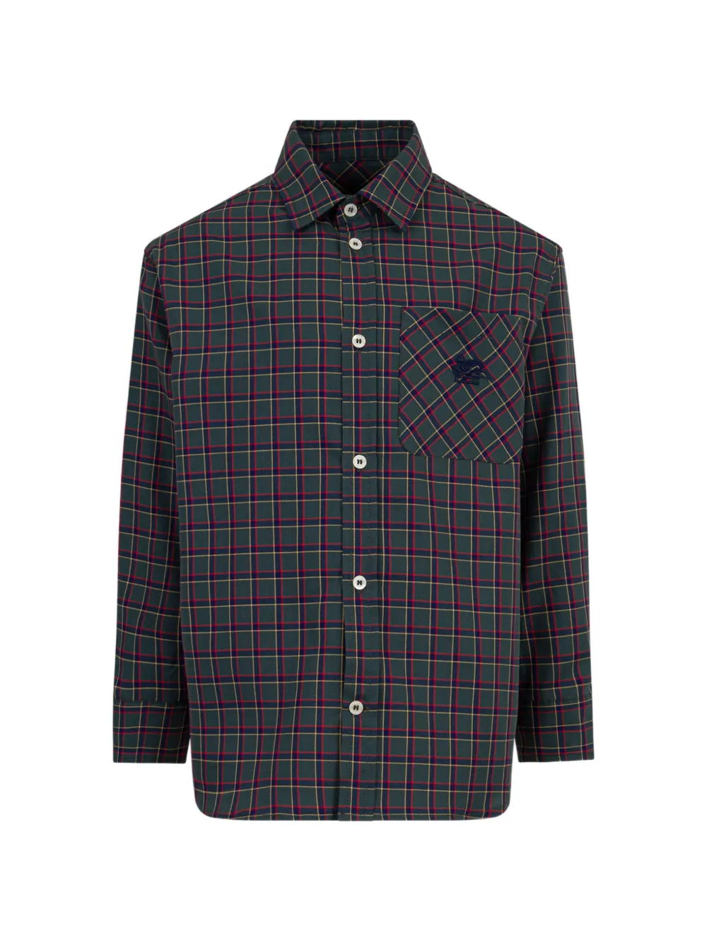 ETRO KIDS check cotton shirt - Verde
