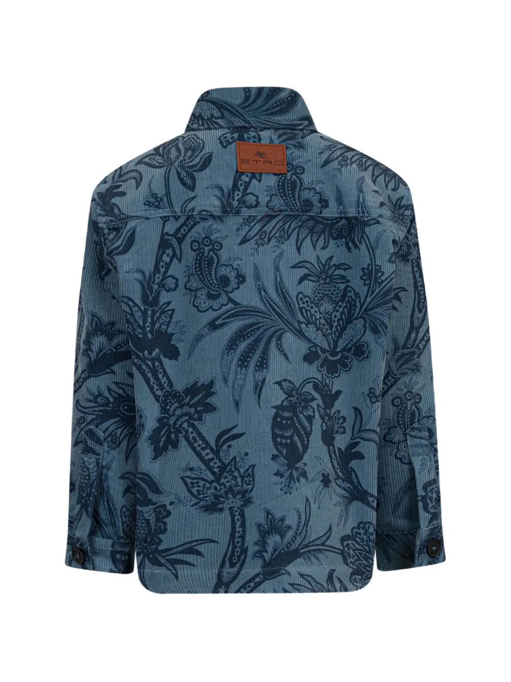 ETRO KIDS Fluwelen shirtjack met bladerprint Blauw