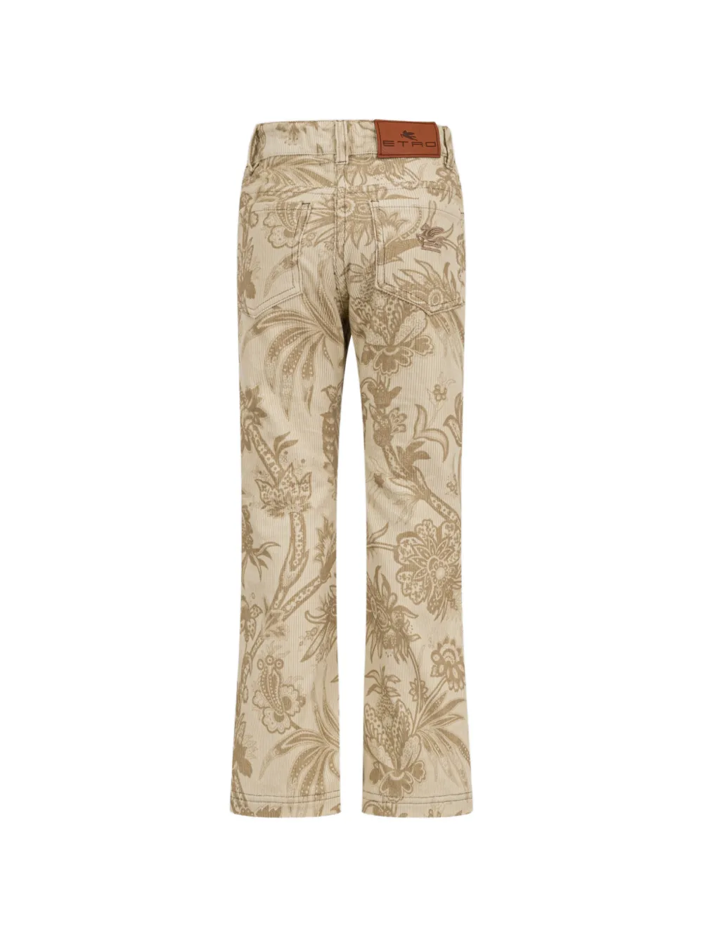 ETRO KIDS Flared fluwelen broek met bladerprint Beige