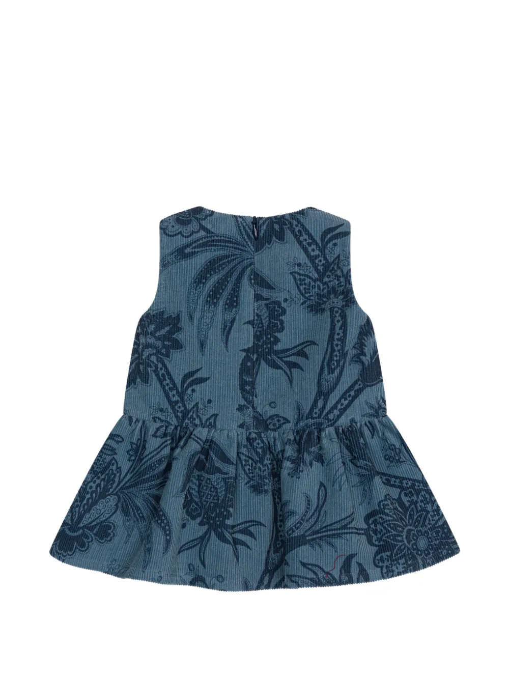 ETRO KIDS Fluwelen jurk met bladerprint Blauw