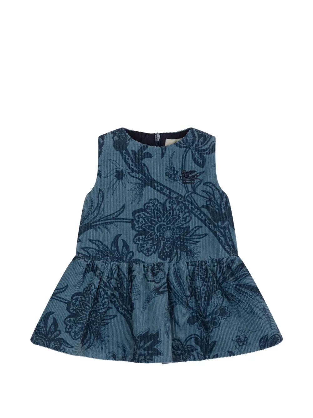 ETRO KIDS velvet dress with leafy print - Blu