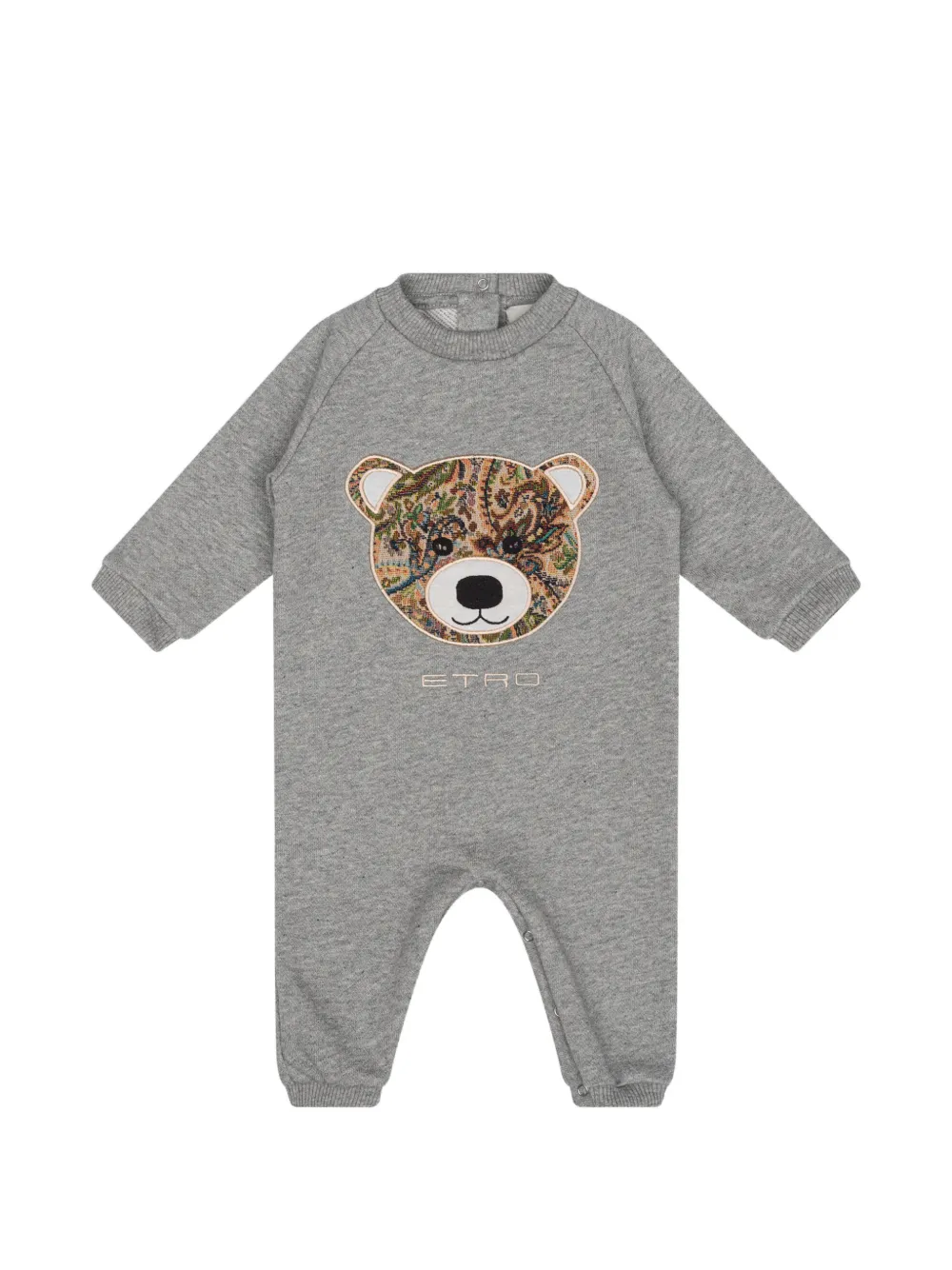 ETRO KIDS fleece onesie with inlaid Teddy Bear - Grau