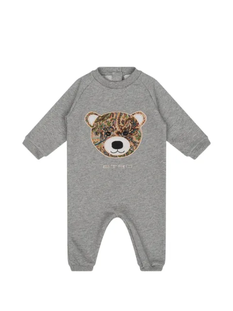 ETRO KIDS fleece onesie with inlaid Teddy Bear