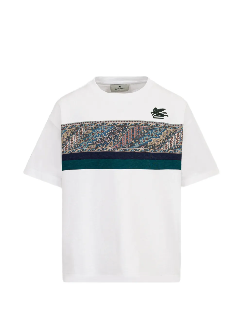 ETRO KIDS paisley-print logo-patch T-shirt - Bianco