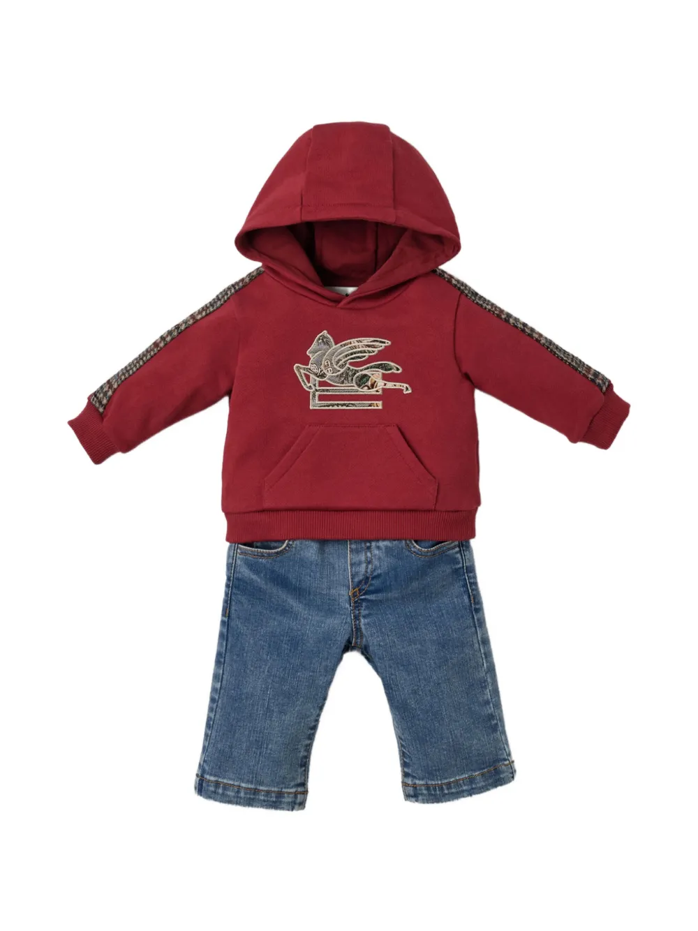 ETRO KIDS Sweater met capuchon en Pegaso-logo Rood