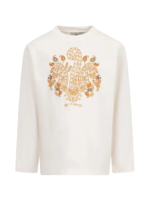 ETRO KIDS 페이즐리 자수 코튼 티셔츠