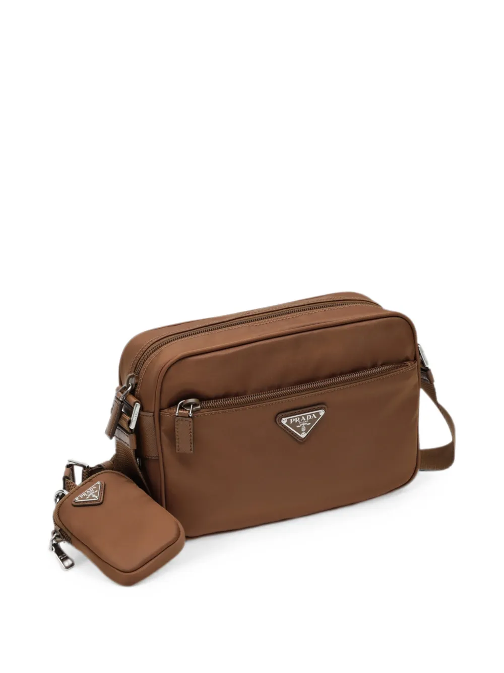 Prada Schoudertas met logoplakkaat Bruin