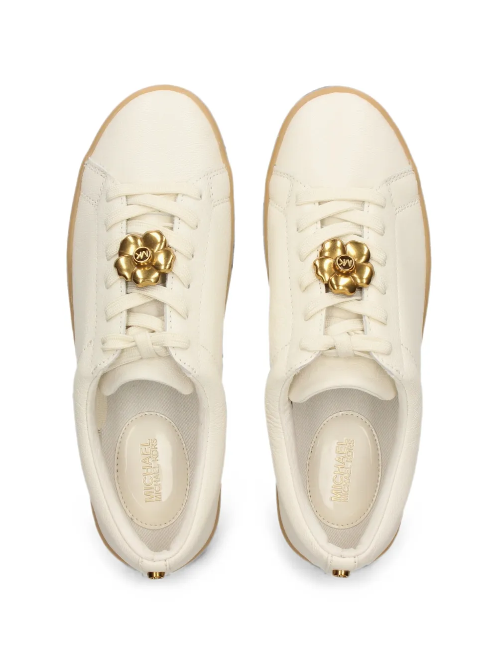 Michael Kors flower-detail leather sneakers Beige