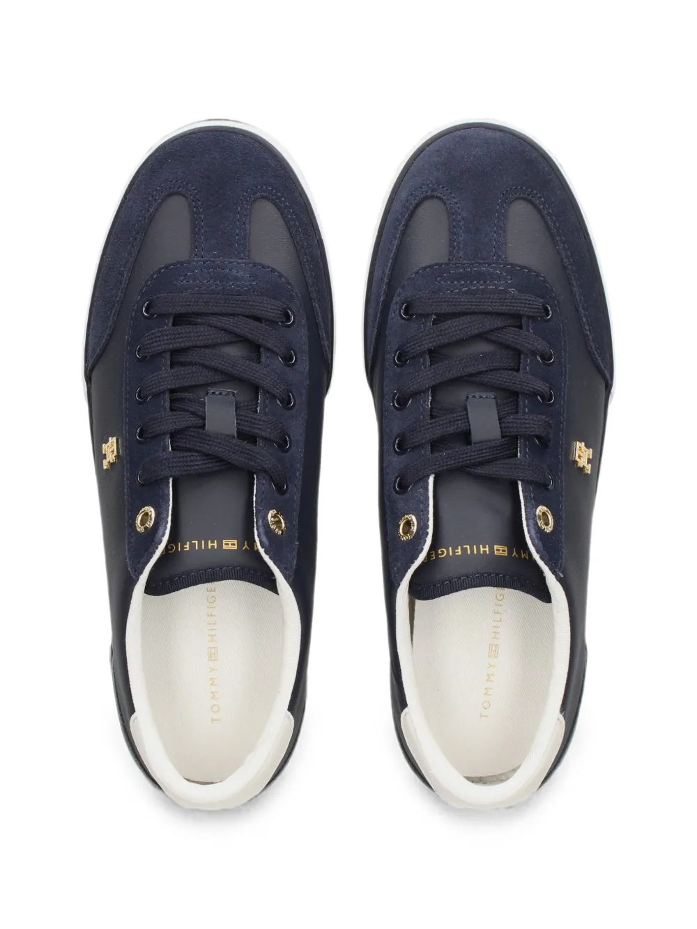Tommy Hilfiger Suède sneakers met logo-plakkaat Blauw