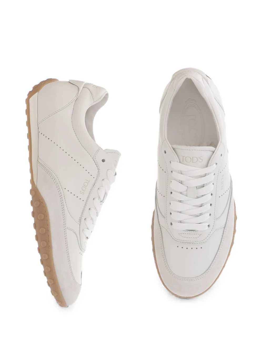 Tod's suede-insert leather sneakers Wit