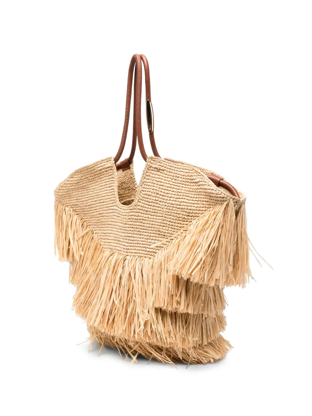 ZIMMERMANN Goldentime medium shopper met franje Beige