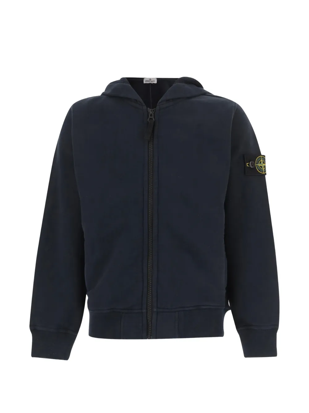 Stone Island Junior logo-patch zip-up hoodie - Blu