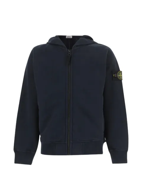Stone Island Junior logo-patch zip-up hoodie