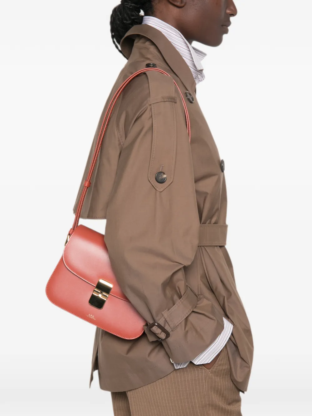 A.P.C. Grace leren schoudertas Oranje