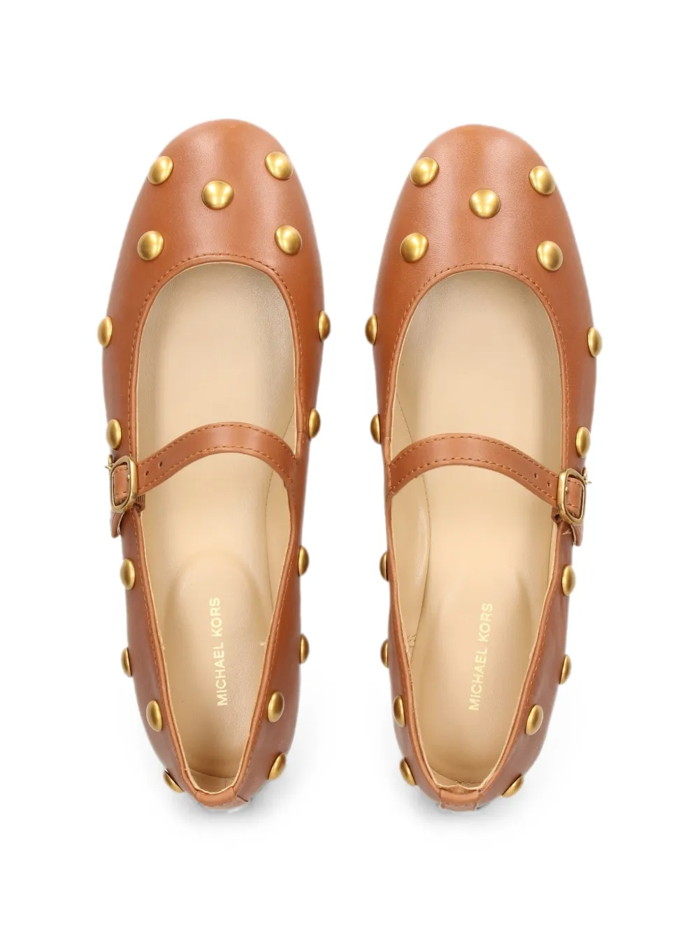 Michael Kors Nellie Flex stud-embellished leather ballet flats Bruin