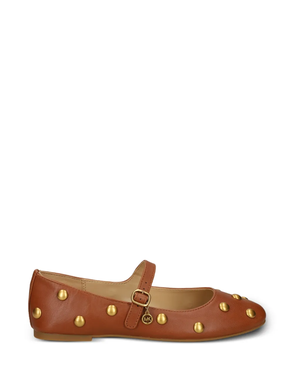 Michael Michael Kors Nellie Flex stud-embellished leather ballet flats - Marrone