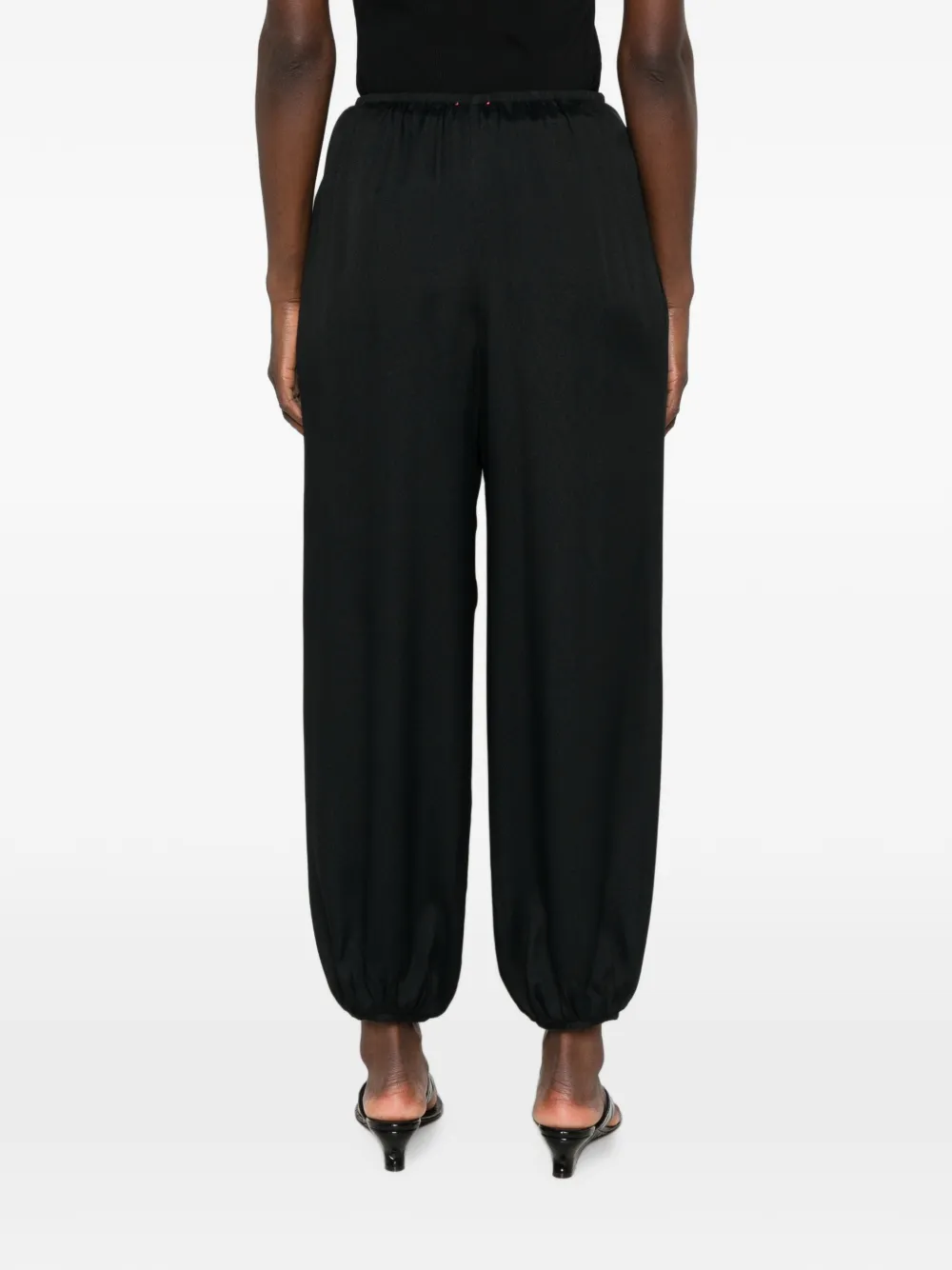 Forte Broek met elastische manchetten en trekkoordtaille Zwart