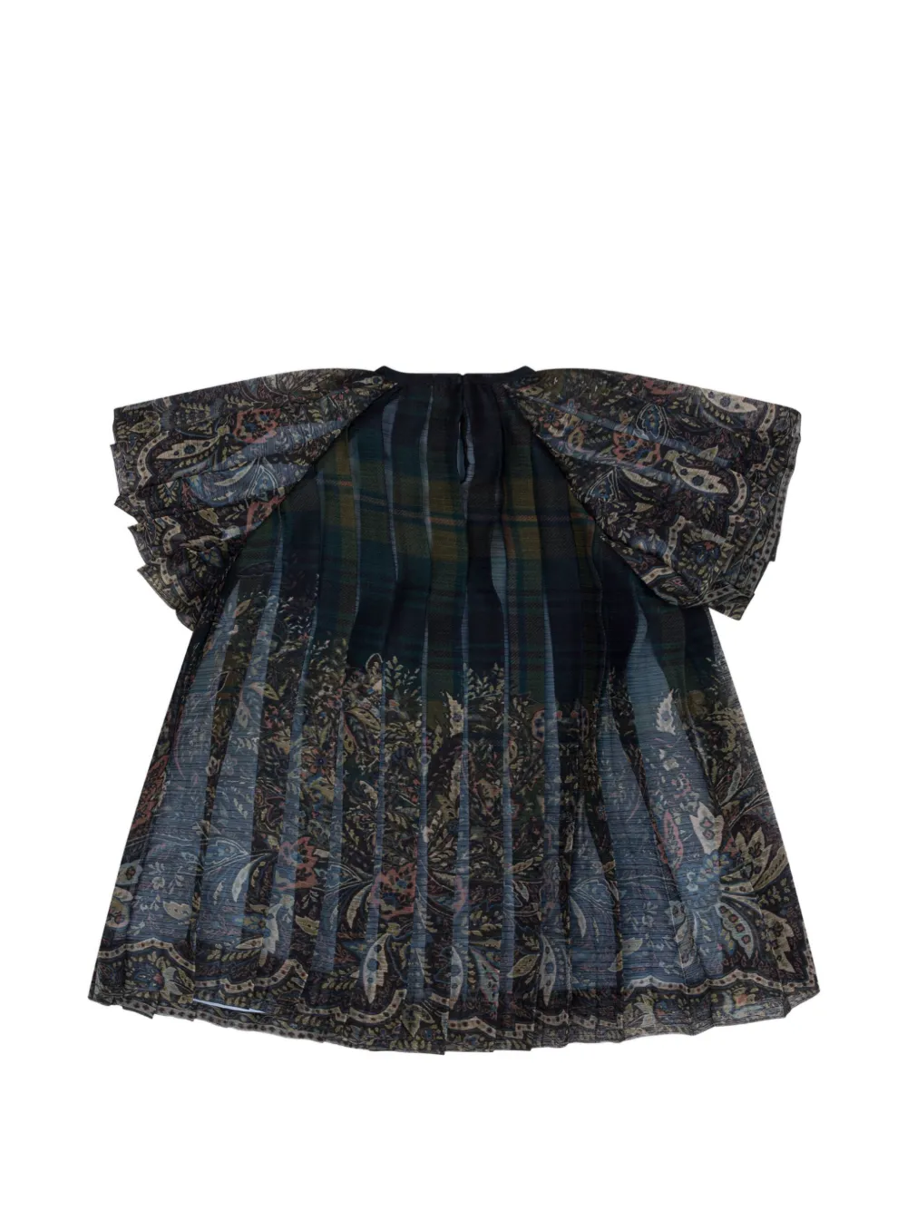 ETRO KIDS Geplooide jurk van lichtgewicht crêpon met geplaatste print Blauw