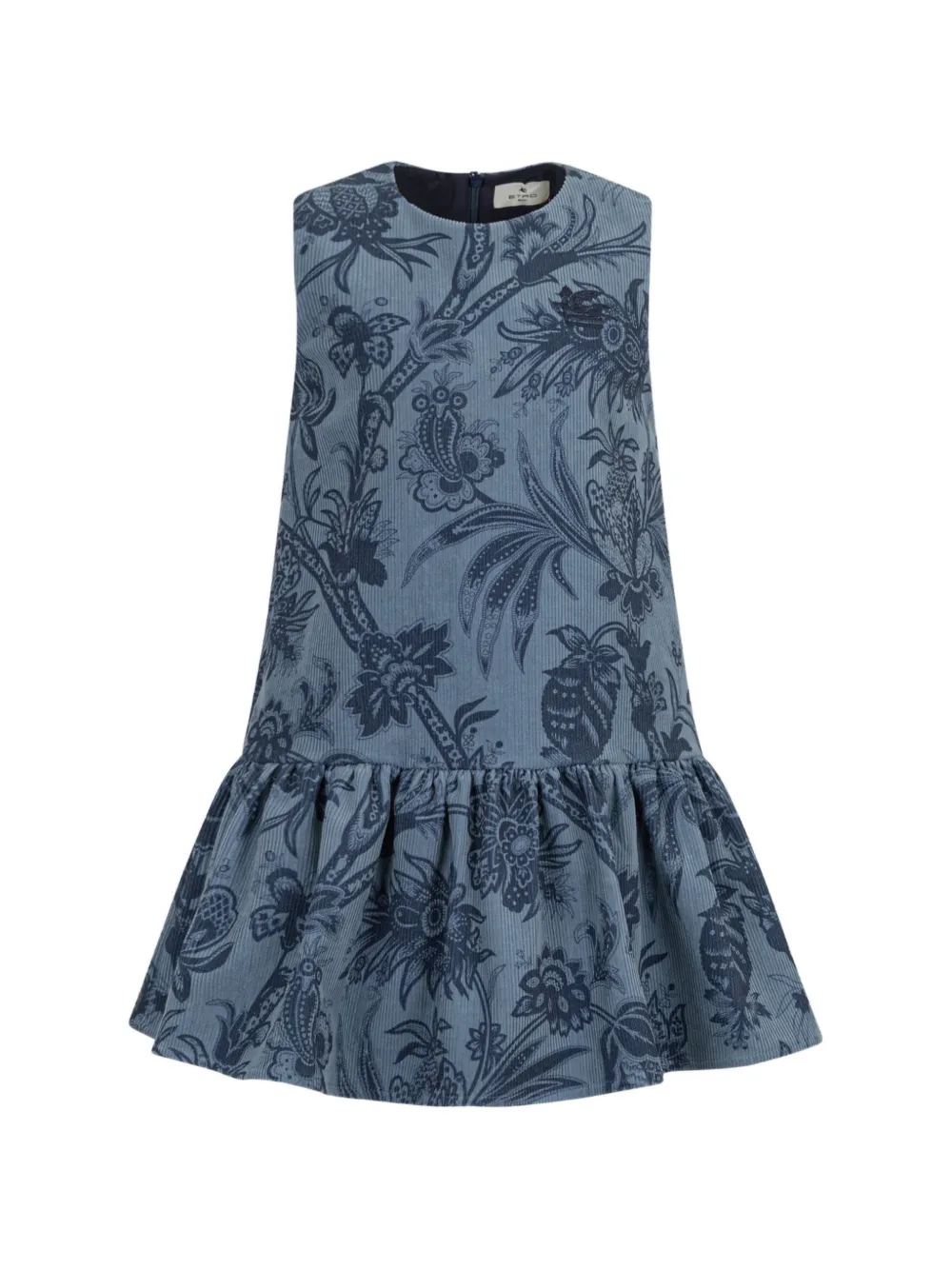 ETRO KIDS velvet dress with leafy print - Blu