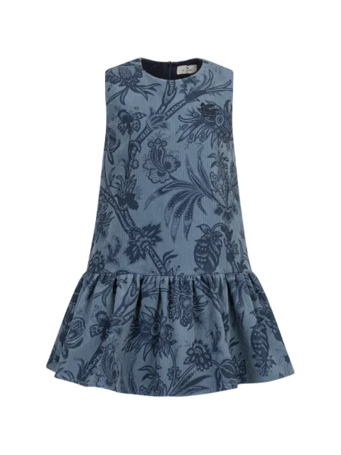 ETRO KIDS velvet dress with leafy print