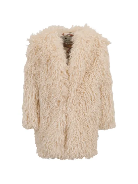 ETRO KIDS faux-fur collarless coat