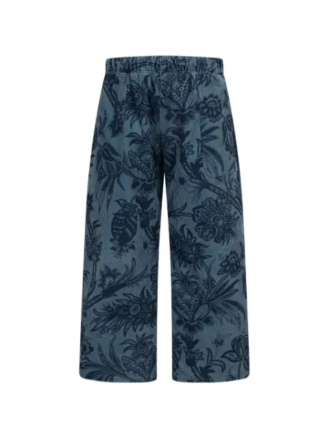 ETRO KIDS velvet trousers with leafy print